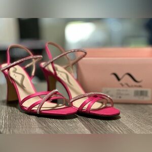 Nina Fuchsia Satin Heels with Sparkling Accents • Size 7 • $35 OBO